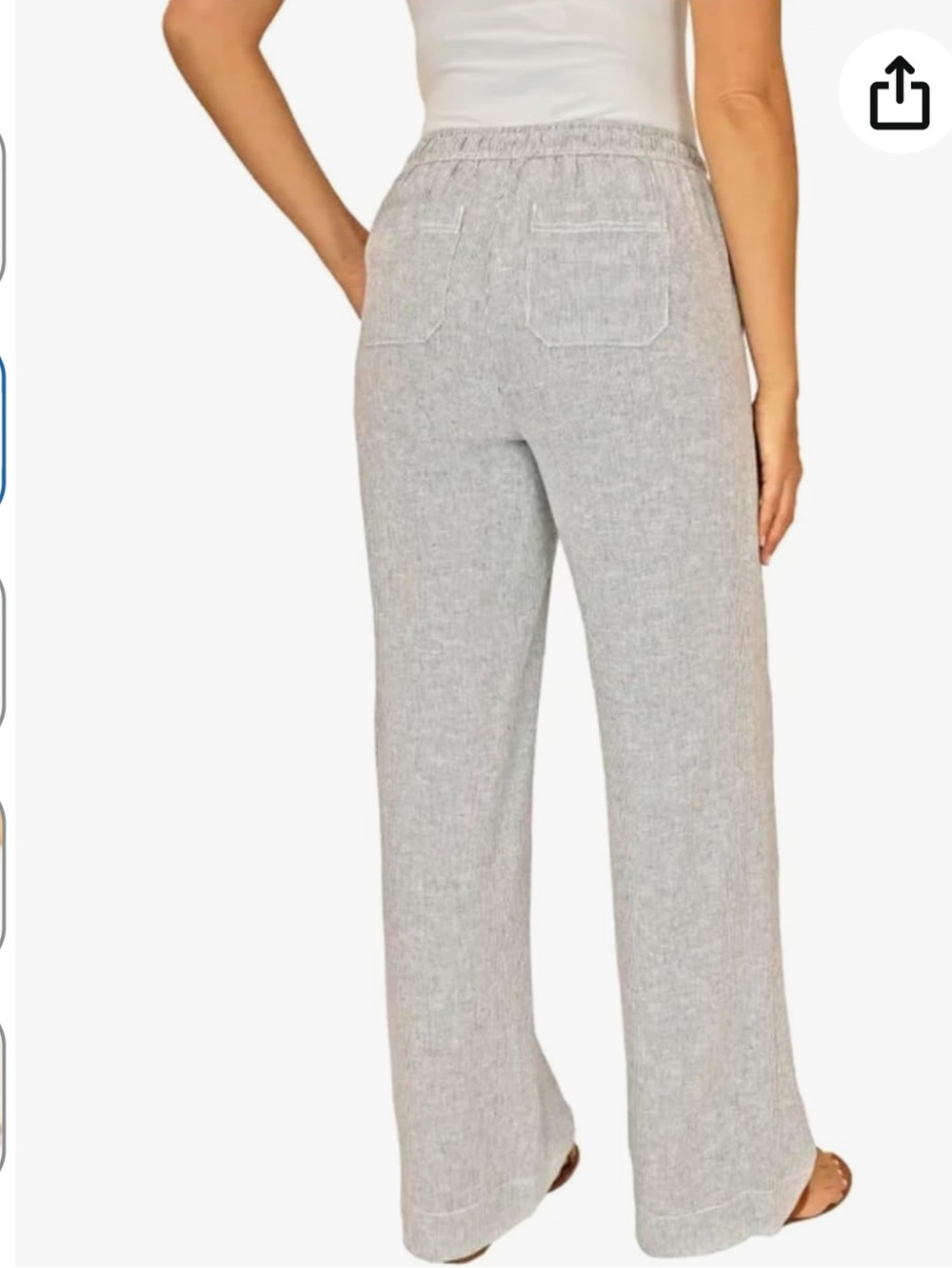 BRIGGS Women's Pull-On  Linen-Blend Pants - Gray Size S - Picture 2 of 12